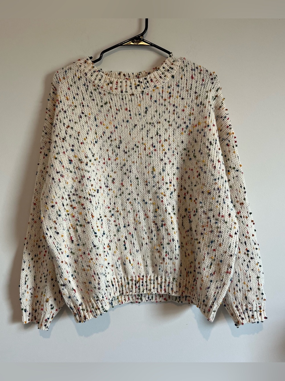 Cupshe Cozy Cream Speckled Multicolor Knit Sweater Size Medium